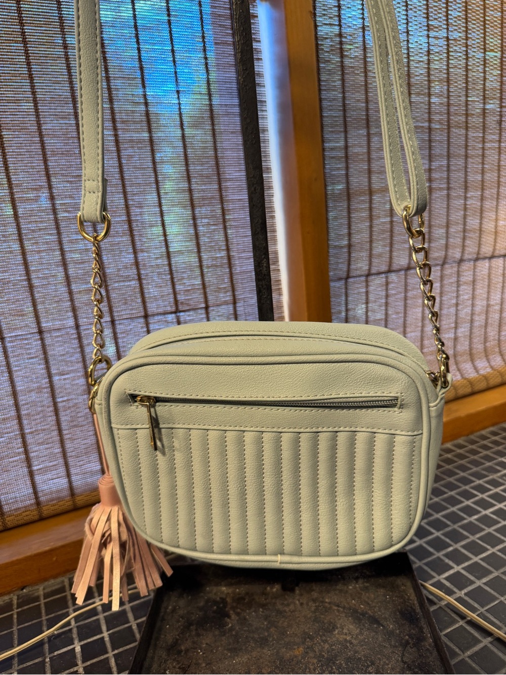 Classic Quilted Crossbody Bag in Light Mint